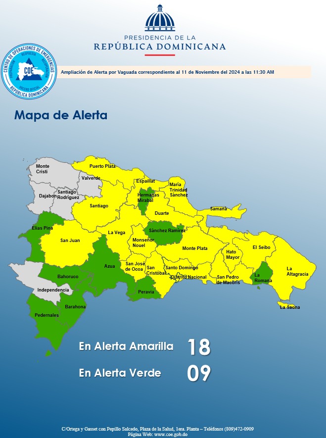 El COE amplía niveles de alerta ante condiciones meteorológicas adversas en el país